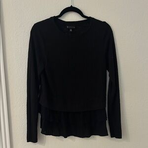 Bobeau Black Layered Long Sleeve Top